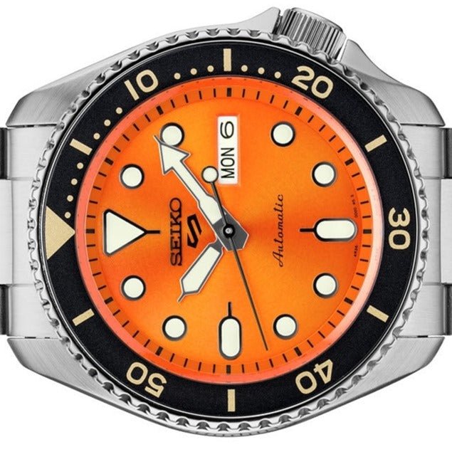 Seiko 5 Sports Automatic Orange Dial Silver Steel Strap Watch For Men - SRPD59K1 - Image 3